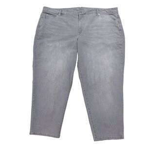 Gloria Vanderbilt Stefania Womens Plus Sz 24W Gray Crop Jeans Embellished Pocket